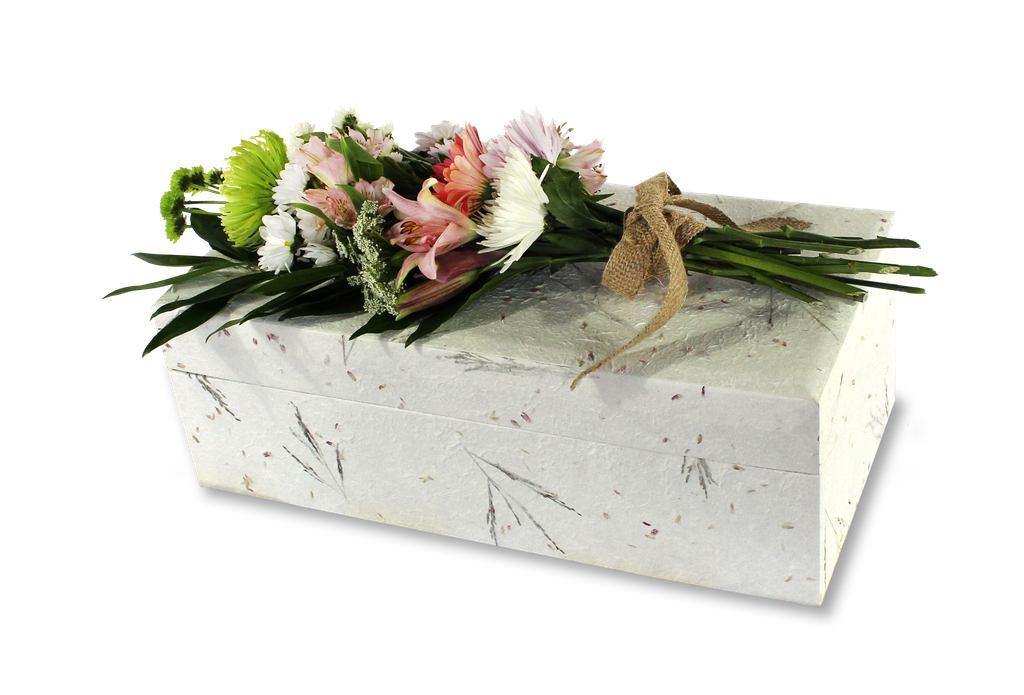 Child Handmade Paper Casket, Floral, Blue Fleece