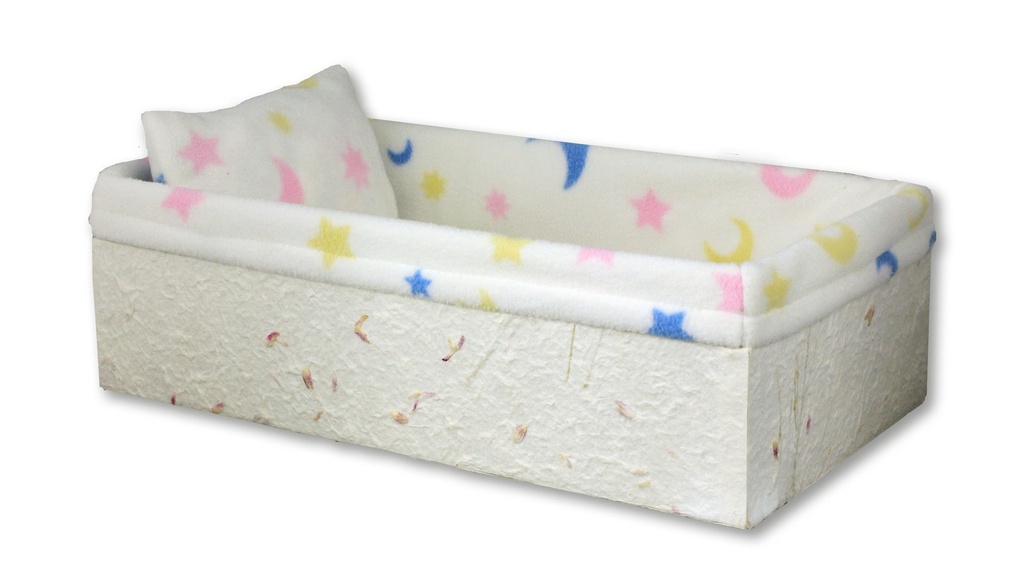 Child Handmade Paper Casket, Floral, White Fleece