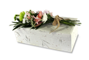 Child Handmade Paper Casket, Floral, White Fleece